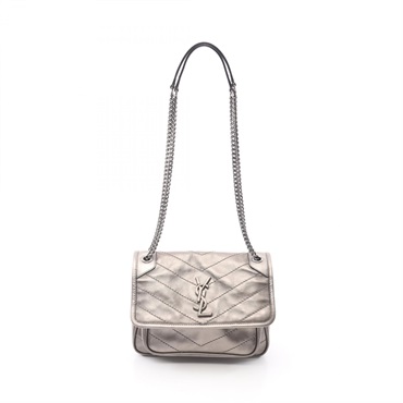 SAINT LAURENT PARIS Niki Baby chain Shoulder Bag 6331600EN04 leather Gray Used