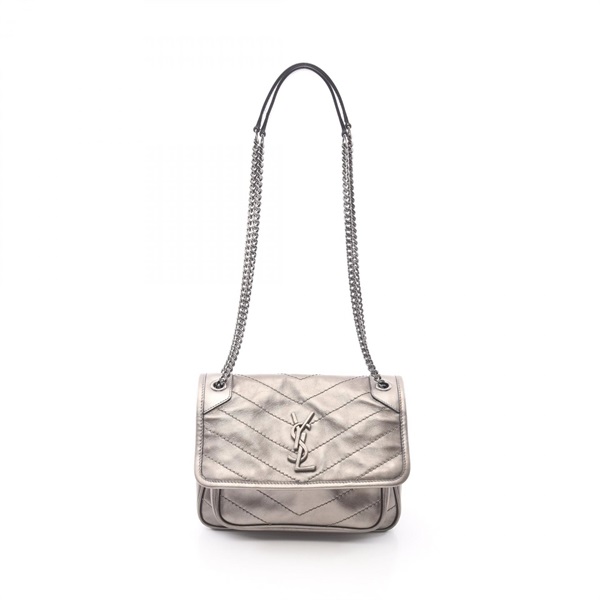 SAINT LAURENT PARIS Niki Baby chain Shoulder Bag 6331600EN04 leather Gray Used