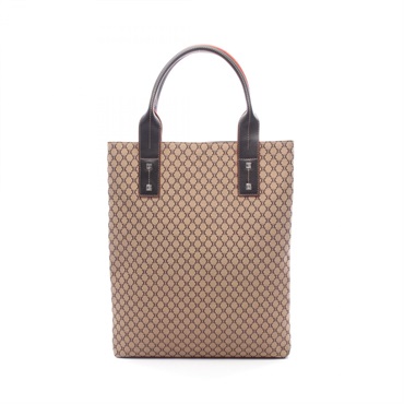 CELINE Macadam Tote hand Bag leather Nylon canvas Brown Used Women