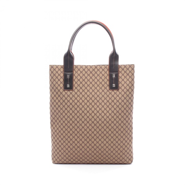 CELINE Macadam Tote hand Bag leather Nylon canvas Brown Used Women