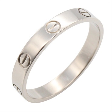 CARTIER Mini Love Ring 18KWG White Gold Used Women US size#9.25 #61