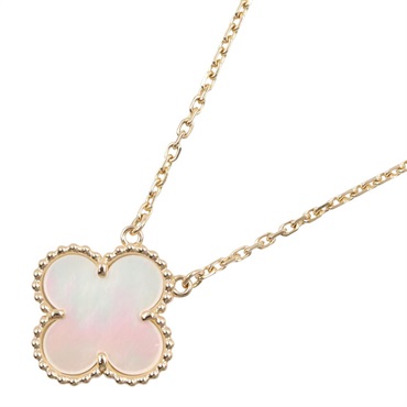 Van Cleef & Arpels Vintage Alhambra Necklace Mother of Pearl Necklace 18KYG Used