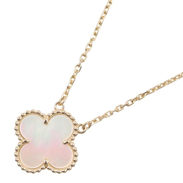 Van Cleef & Arpels Vintage Alhambra Necklace Mother of Pearl Necklace 18KYG Used