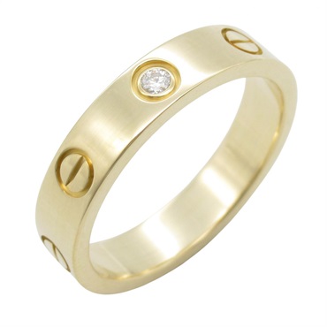 CARTIER mini love ring1PD Diamond Ring 18KYG Gold Used Women US size #5.5 #51