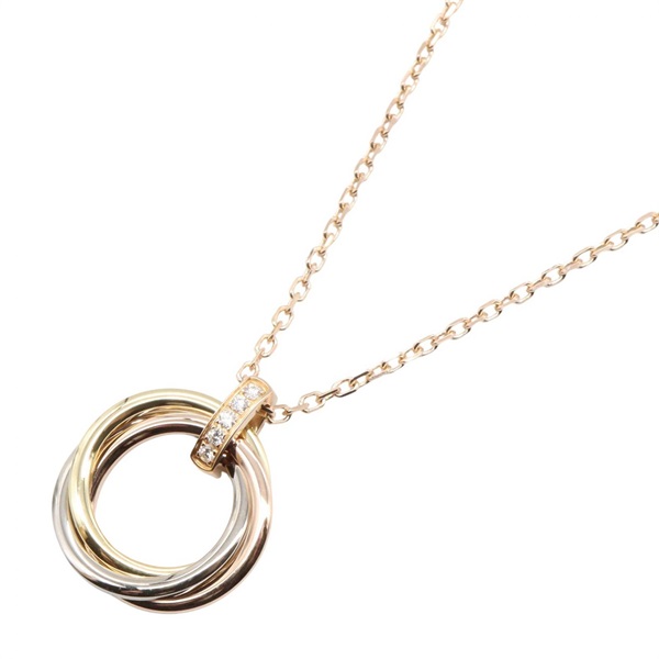 CARTIER Trinity Diamond Necklace 18KYRWG Yellow White Pink Rose Gold Used Women
