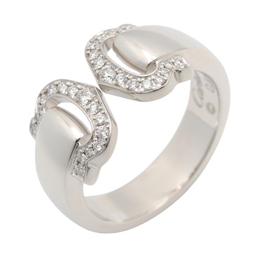 CARTIER 2C Boucle Diamond Ring 18KWG White Gold Used Women US size #6.25 #53