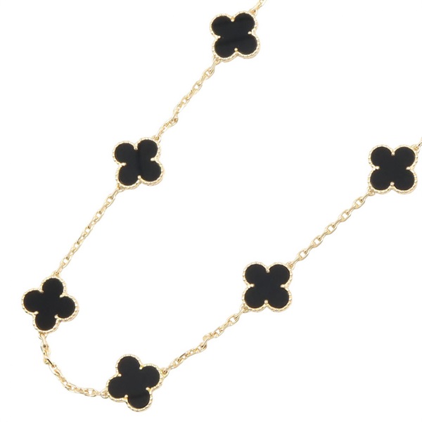 Van Cleef & Arpels Vintage Alhambra Onyx 10 Motif Necklace 18KYG Gold Used women