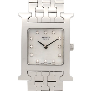 HERMES H watch 12 PDiamond Wrist Watch HH1.210 Quartz SS diamond Used Women
