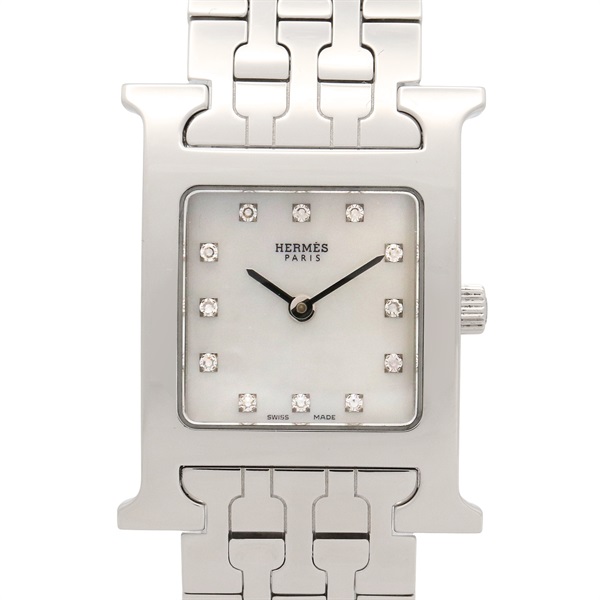 HERMES H watch 12 PDiamond Wrist Watch HH1.210 Quartz SS diamond Used Women