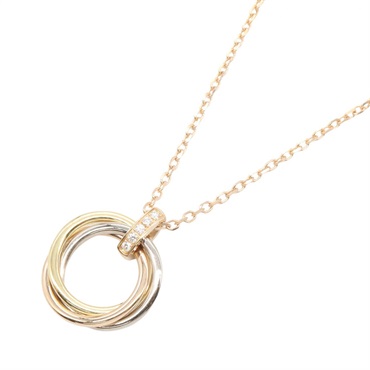 CARTIER Trinity Diamond Necklace Pendant 18K Rose White Yellow Gold Used Women