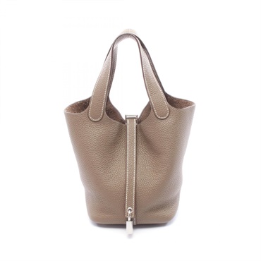 HERMES Picotin Lock PM Handbag H056289CK18 Clemence leather Gray SHW Used Wome X