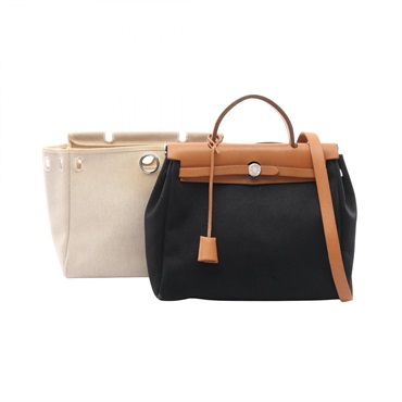 HERMES Herbag PM Handbag Toile officier canvas leather Brown Beige Used Women G
