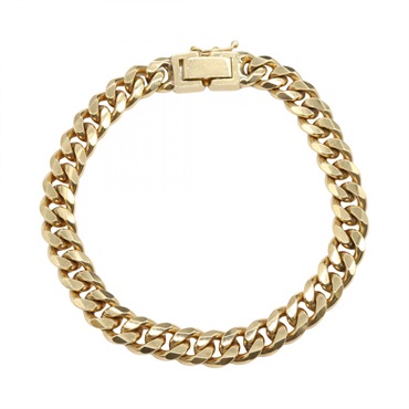 JEWELRY Single 6 side Curb link chain Bracelet 18KYG Yellow Gold Used unisex