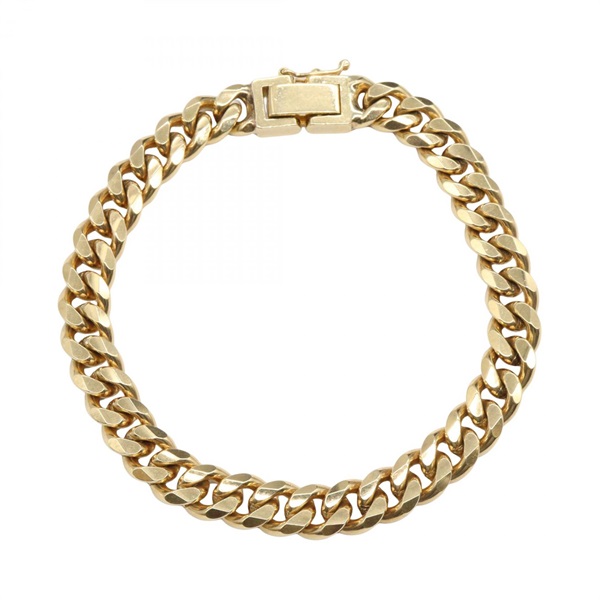 JEWELRY Single 6 side Curb link chain Bracelet 18KYG Yellow Gold Used unisex