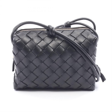 BOTTEGA VENETA Loop Intrecciato Shoulder crossbody Bag 6802548425 leather Black