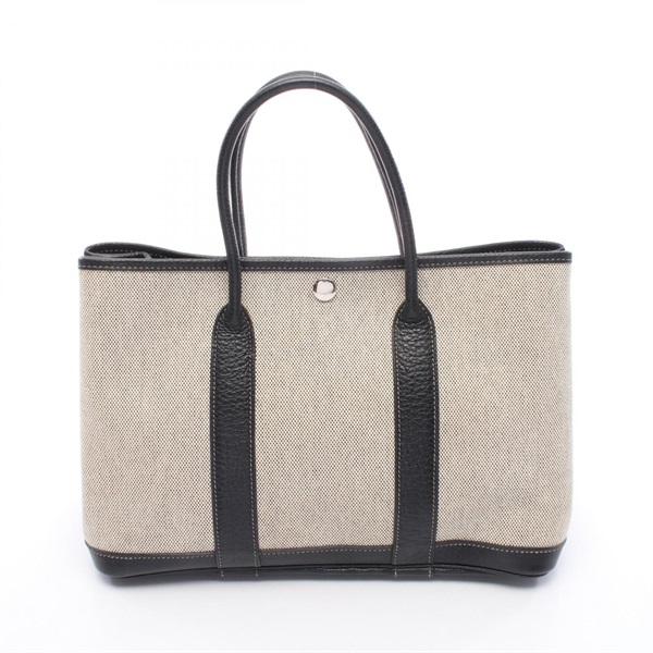 HERMES Garden Party TPM Bolduc Ribbon Tote hand Bag Toile H Negonda Ecru SHW