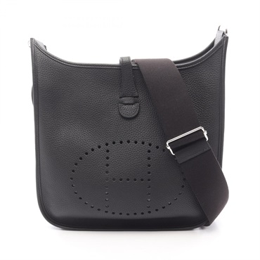 HERMES Evelyne 3 PM Shoulder crossbody Bag U Taurillon Clemence Black Used SHW