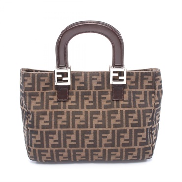 FENDI Zucca Tote Handbag canvas leather Brown Used Women