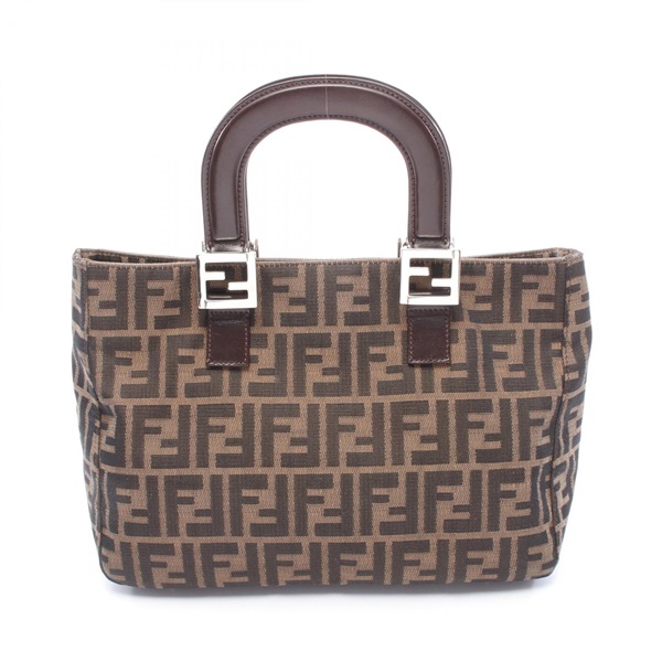 FENDI Zucca Tote Handbag canvas leather Brown Used Women