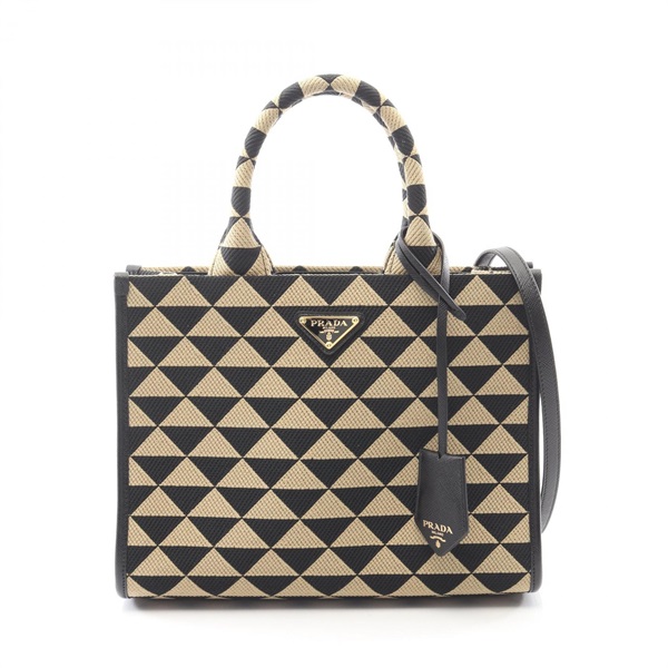 PRADA TRIANGOLO JACQUARD SYMBOL SMALL Tote Crossbody Handbag 1BA354 canvas Used