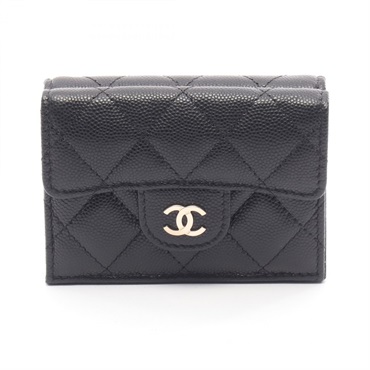 CHANEL Classic Small Flap Matelasse Tri-fold wallet AP0230 Calfskin Black GHW CC