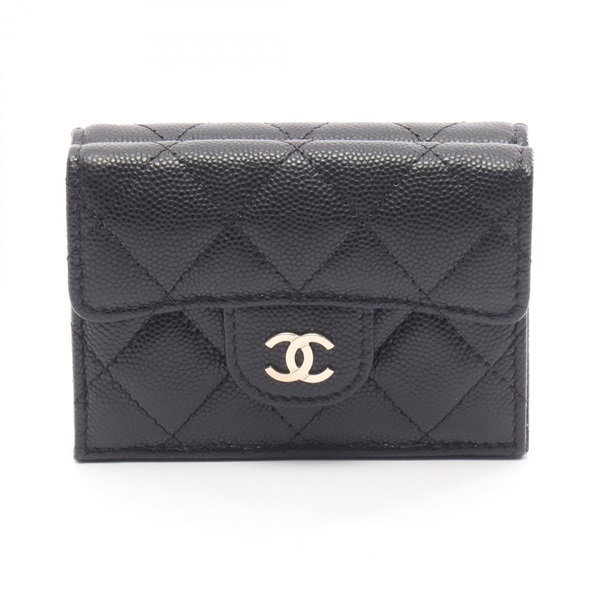 CHANEL Classic Small Flap Matelasse Tri-fold wallet AP0230 Calfskin Black GHW CC