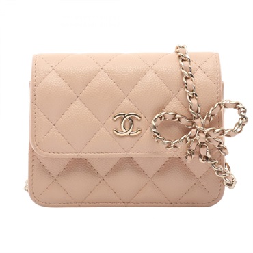 CHANEL Mini Matelasse Chain Shoulder Bag Calfskin Pink GHW Used Women
