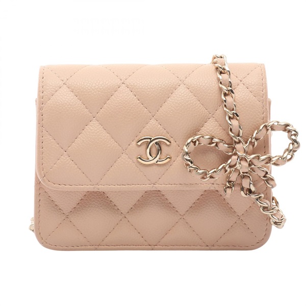 CHANEL Mini Matelasse Chain Shoulder Bag Calfskin Pink GHW Used Women