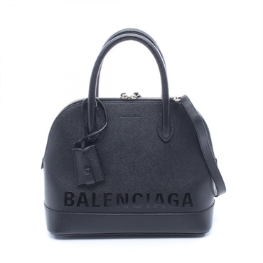 BALENCIAGA Ville Top Handle Shoulder Handbag 518873 leather Black Used Women