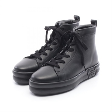 HERMES Happiness sneakers shoes #38 leather Black Used Women