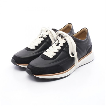 HERMES Easy sneakers shoes #39.5 lace-up leather Black Used Women