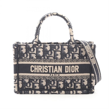Christian Dior BOOK TOTE Mini Tote Bag S5573CRIW_M928 canvas Beige Navy Used