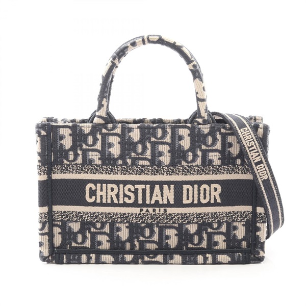 Christian Dior BOOK TOTE Mini Tote Bag S5573CRIW_M928 canvas Beige Navy Used