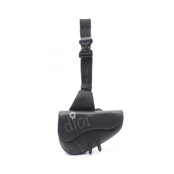 Christian DIOR ERL SADDLE Waist bum belt bag 1ADPO093 leather Black Used mens