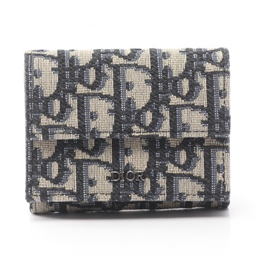 Christian Dior Oblique Jacquard Tri-fold wallet purse 2OBBC110YSE canvas Beige