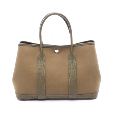 HERMES Garden party TPM Tote Bag Y Toile officier Negonda leather Vert Olive SHW