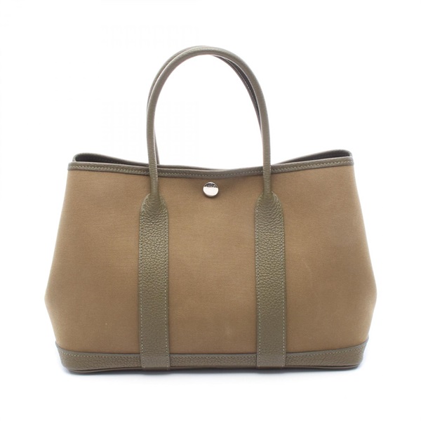 HERMES Garden party TPM Tote Bag Y Toile officier Negonda leather Vert Olive SHW