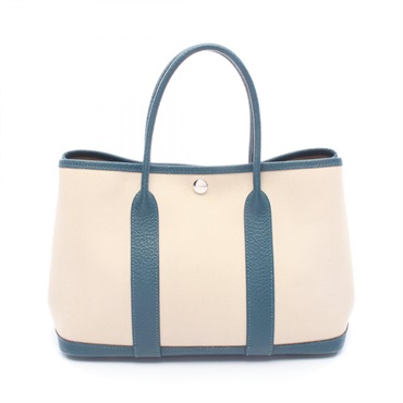 HERMES Garden party TPM Tote Bag X Toile Chevrons Country natural Colvert SHW