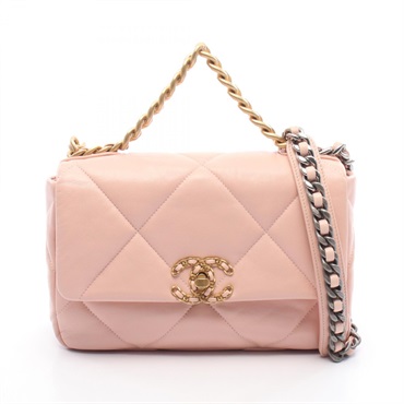 CHANEL 19 Matelasse Crossbody Chain Shoulder Bag AS1160 leather Pink GHW Used CC