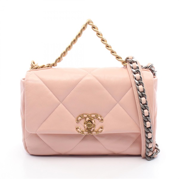 CHANEL 19 Matelasse Crossbody Chain Shoulder Bag AS1160 leather Pink GHW Used CC