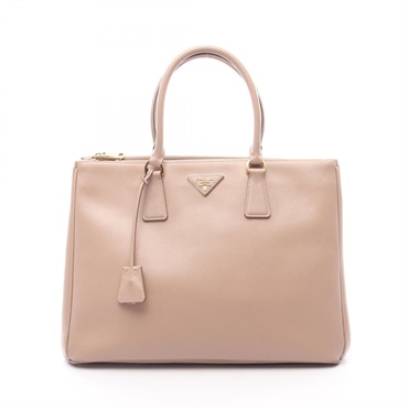 PRADA SAFFIANO Galleria Tote Handbag leather Pink Triangle logo Used Women