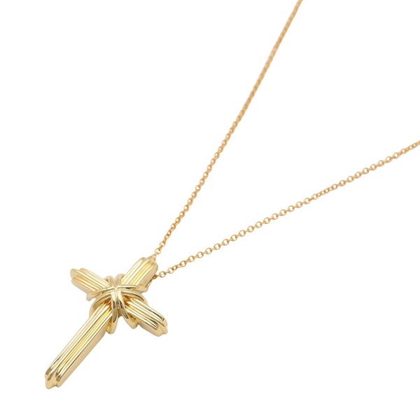 TIFFANY＆CO Signature Cross Necklace Pendant 18KYG 18KPG Gold Used Unisex