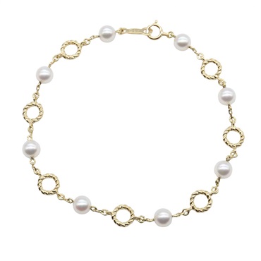 MIKIMOTO Pearl Bracelet 18KYG Yellow Gold White Used Women