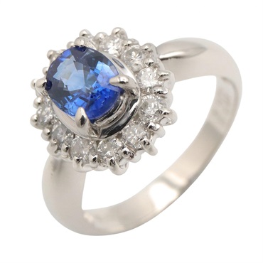 JEWELRY Sapphire Diamond Ring Pt900 Platinum Blue Used Women US size 4.75