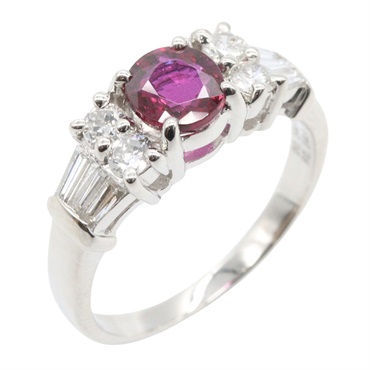 JEWELRY Ruby Diamond Ring Pt900 Platinum Red Used women US size 6