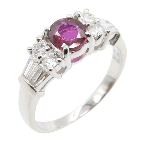 JEWELRY Ruby Diamond Ring Pt900 Platinum Red Used women US size 6
