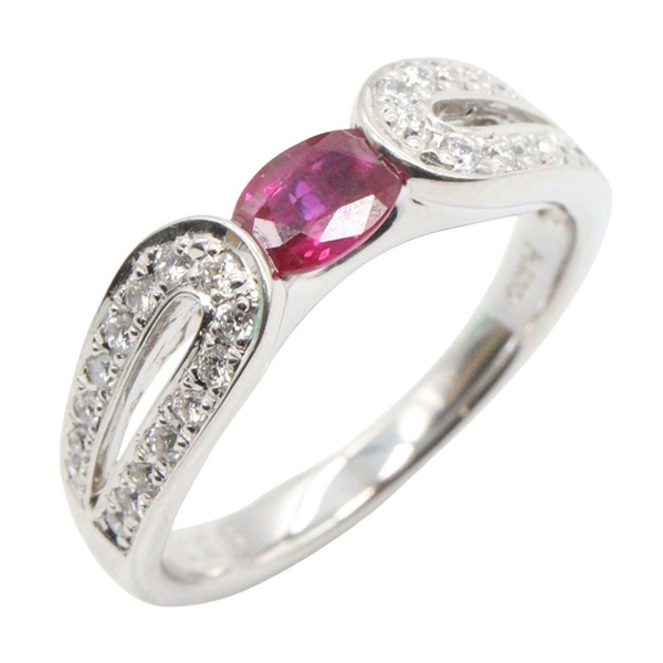 JEWELRY Ruby Diamond Ring Pt900 Platinum Pink Used Women US size 6
