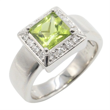JEWELRY Peridot Diamond Ring Pt900 Platinum Green Used Women US size 5.75