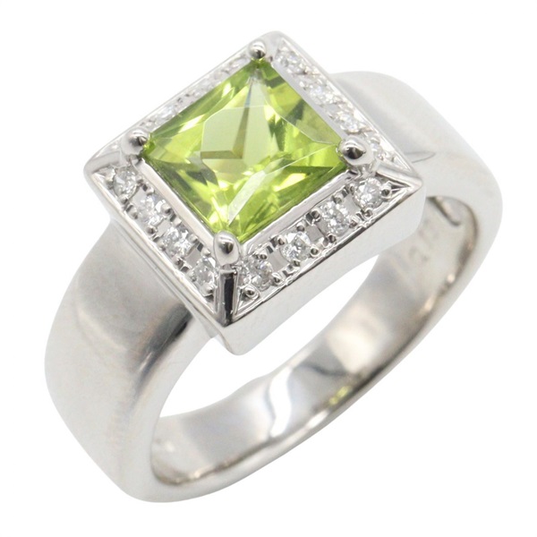 JEWELRY Peridot Diamond Ring Pt900 Platinum Green Used Women US size 5.75