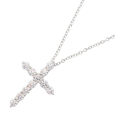 TIFFANY＆CO Cross Diamond Necklace Pendant Pt950 Platinum Used women